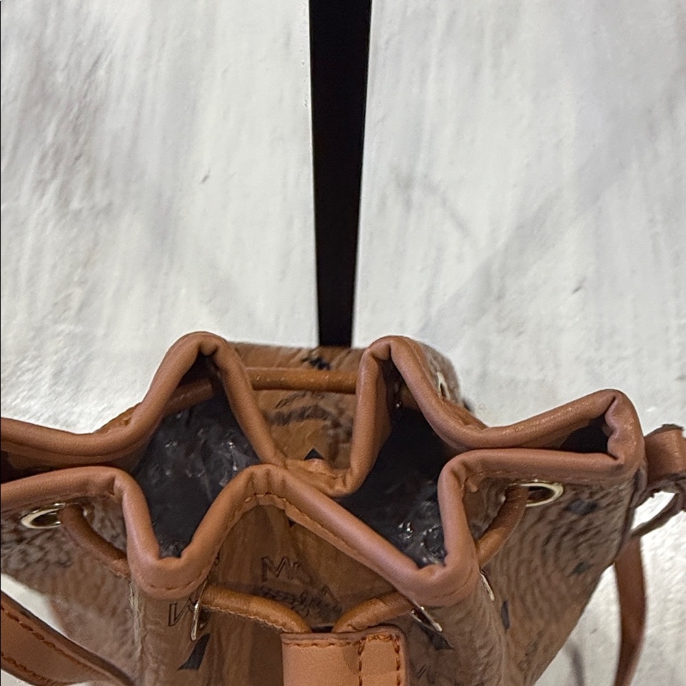 Source Unknown MCM Cognac Brown Leather Drawstring Shoulder Bag - Picture 5 of 16